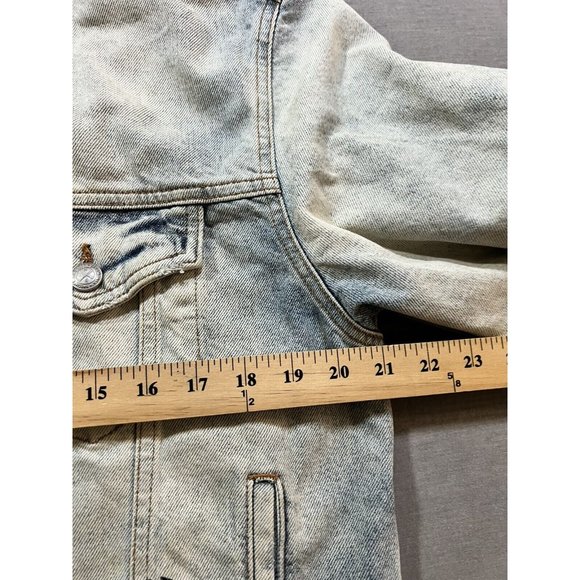 Zara Graffiti Jean Jacket Womens Large Acid Wash Button Pocketed‎ Ladies. - Picture 6 of 8